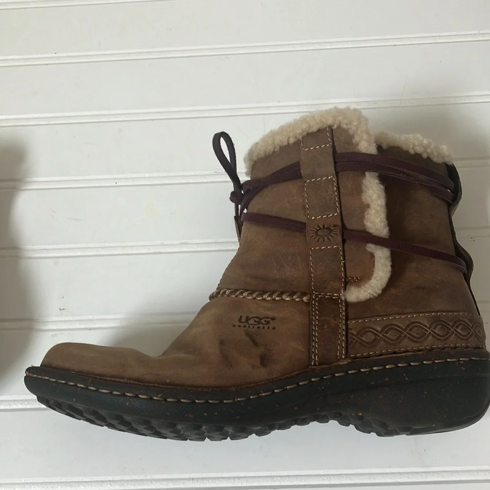 UGG Brown Shearling-Lined Winter Boots
